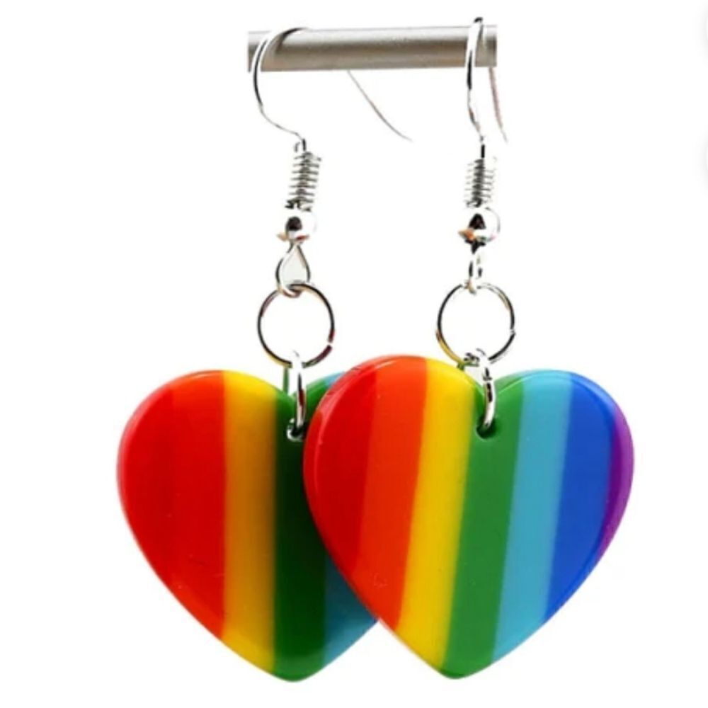 Rainbow Heart Shaped Drop Earrings